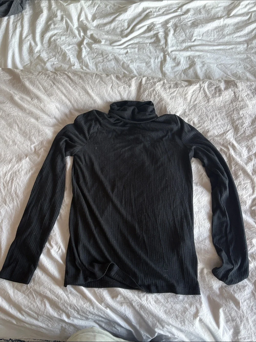 Black Ribbed Turtleneck Sweater - Women